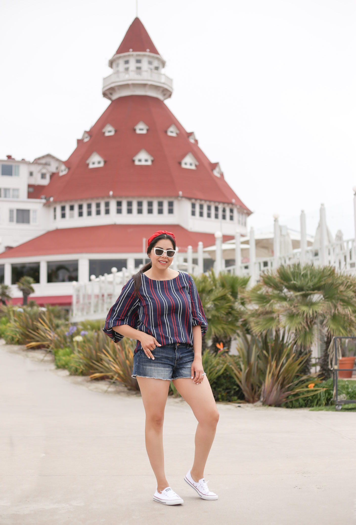red white and blue outfit at the hotel del coronado