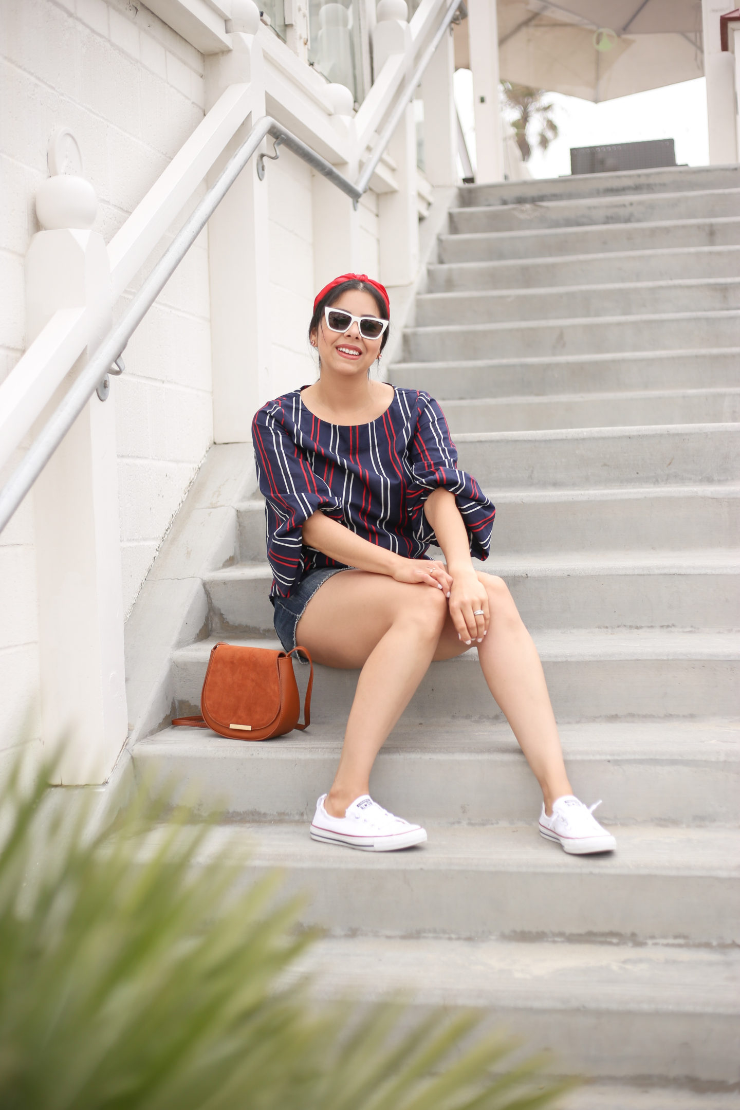 fourth of july outfit idea with cabi flag blouse
