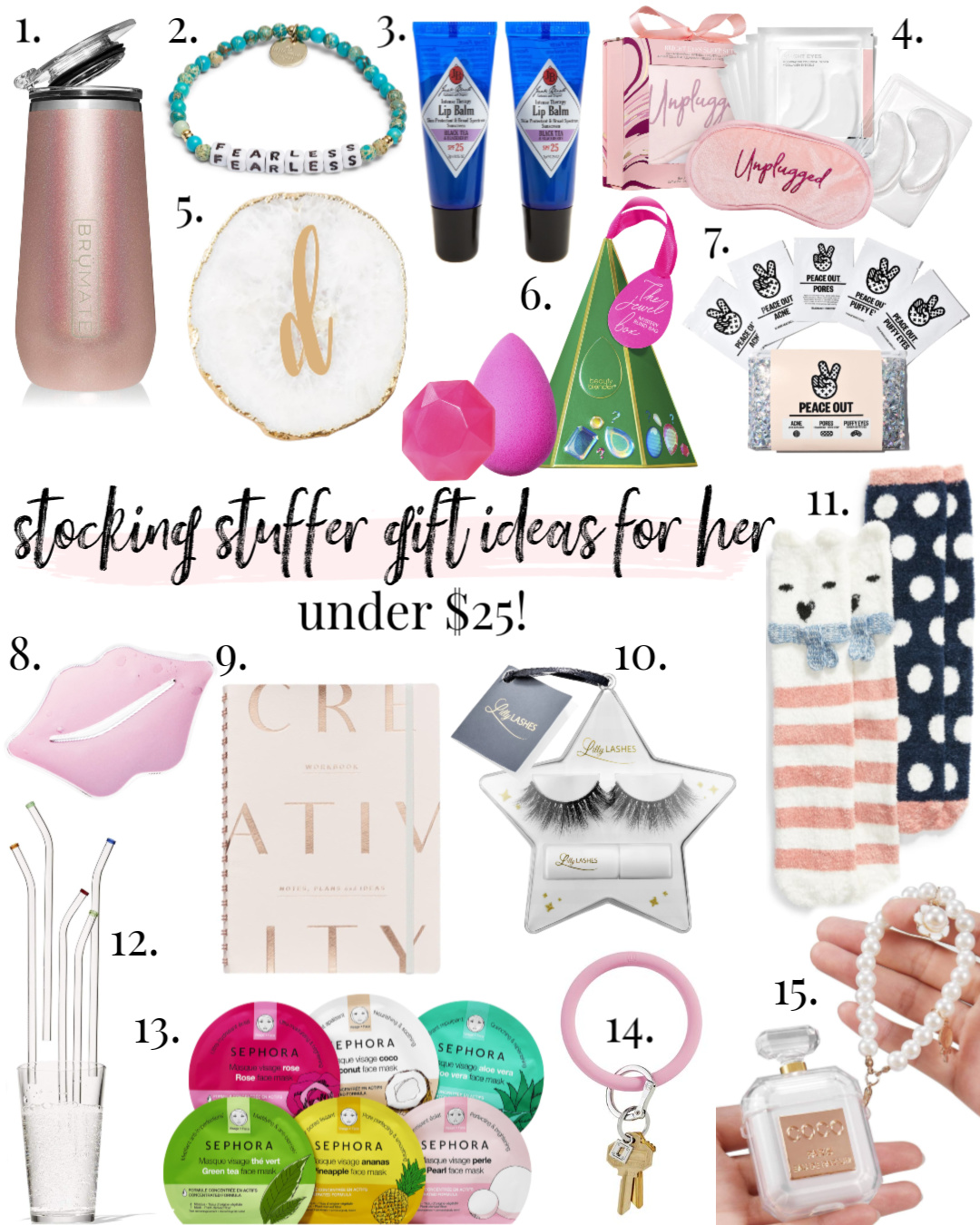 Stocking Stuffer Gift Ideas for her under $25, Gift Guide for women under $25, affordable stocking stuffers for her, cute stocking stuffers