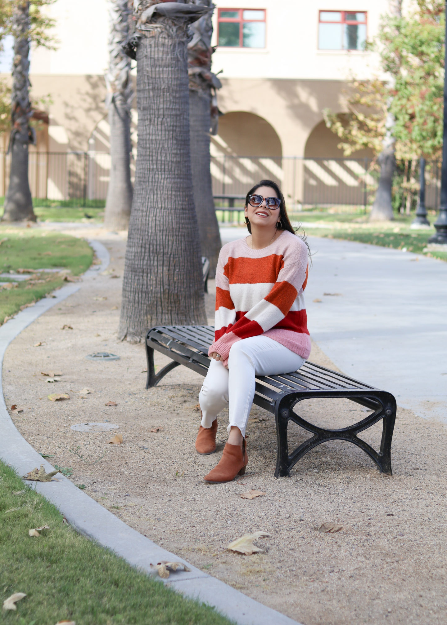San Diego Fashion Blogger giving Thanksgiving Outfit Idea, fall colored sweater