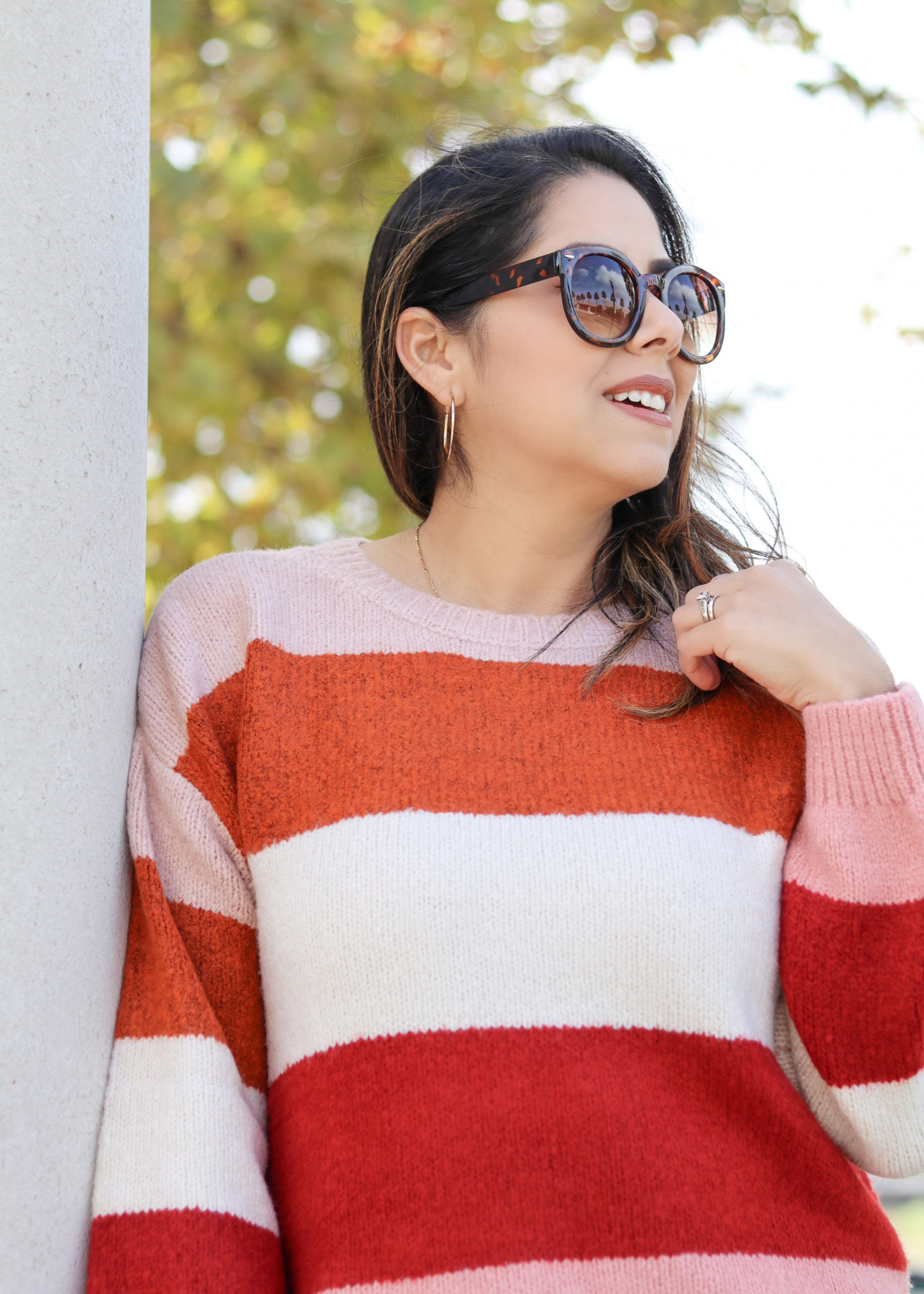 Fall Orange and Burgundy striped sweater, JCPenney Fall Outfit