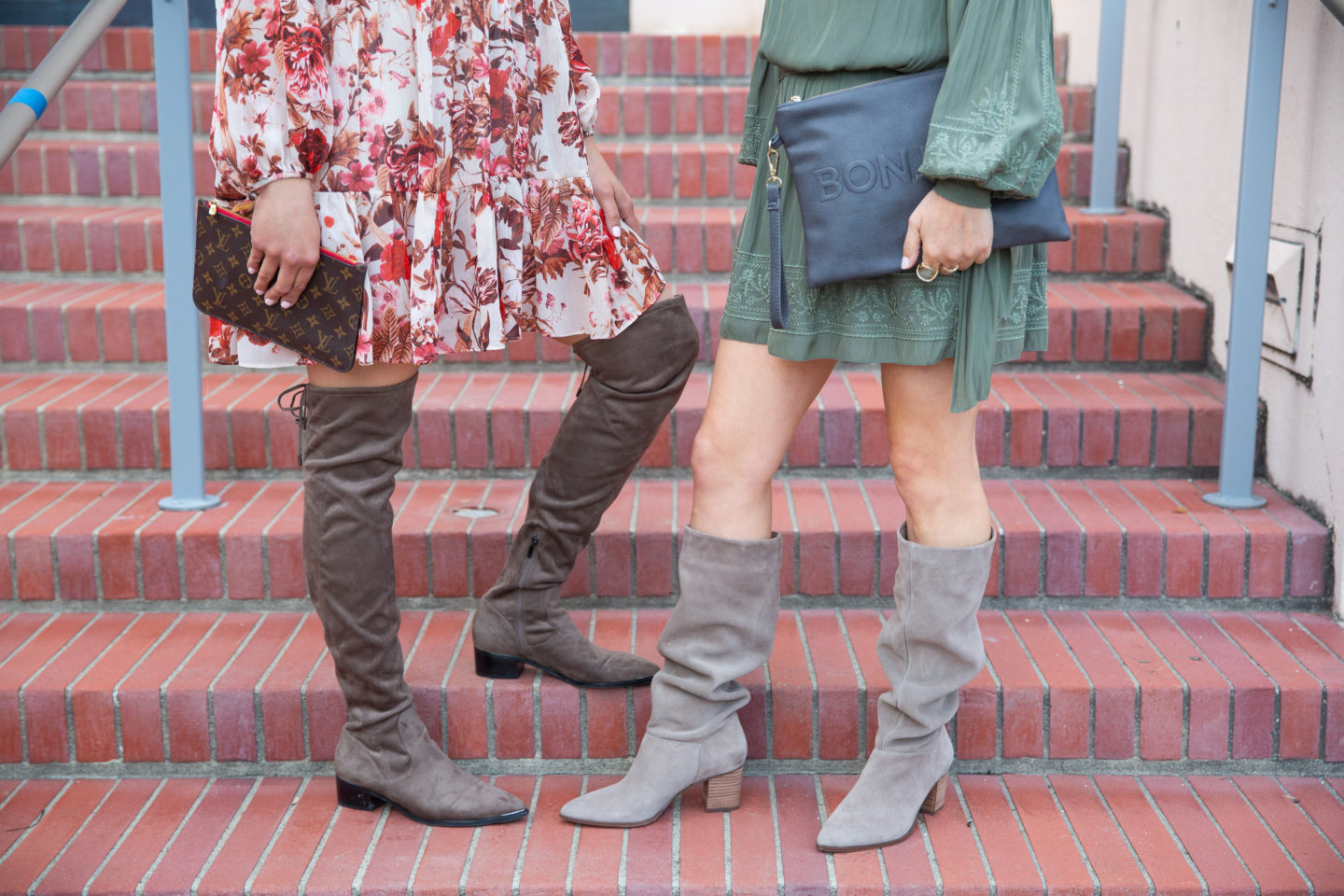 How to style taupe boots, Louis vuitton clutch, transitioning outfits from winter to spring