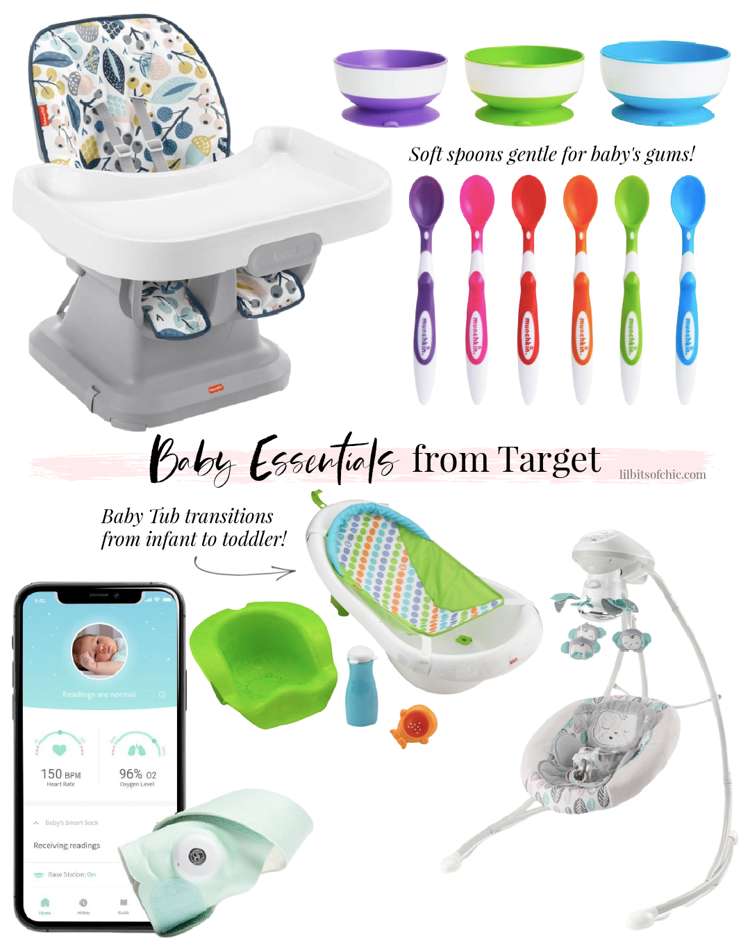 Baby Essentials From Target, owlet baby monitor, Fischer price swing