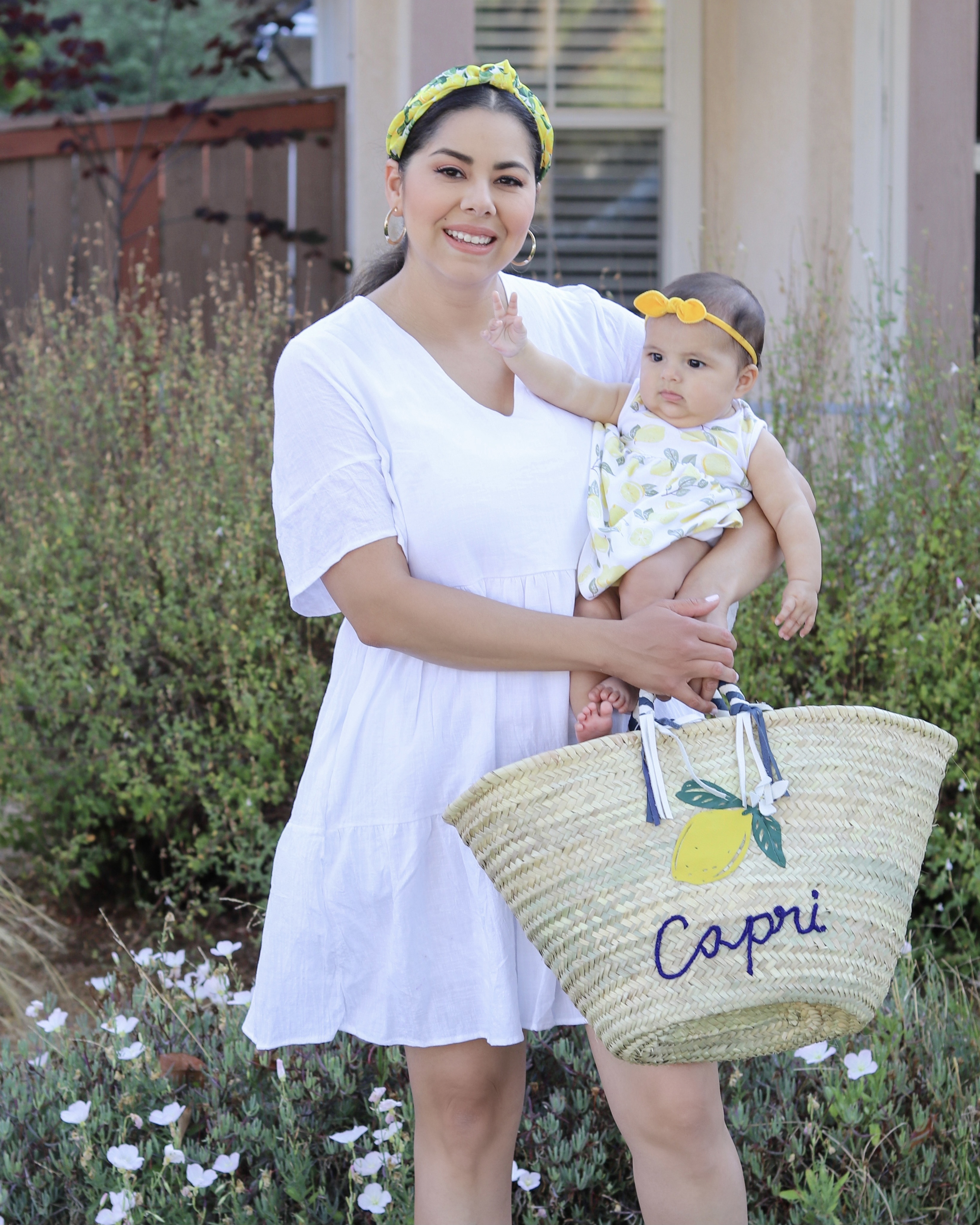 Mommy and Daughter Coordinating Looks, Amazon white dress, lemon print fashion