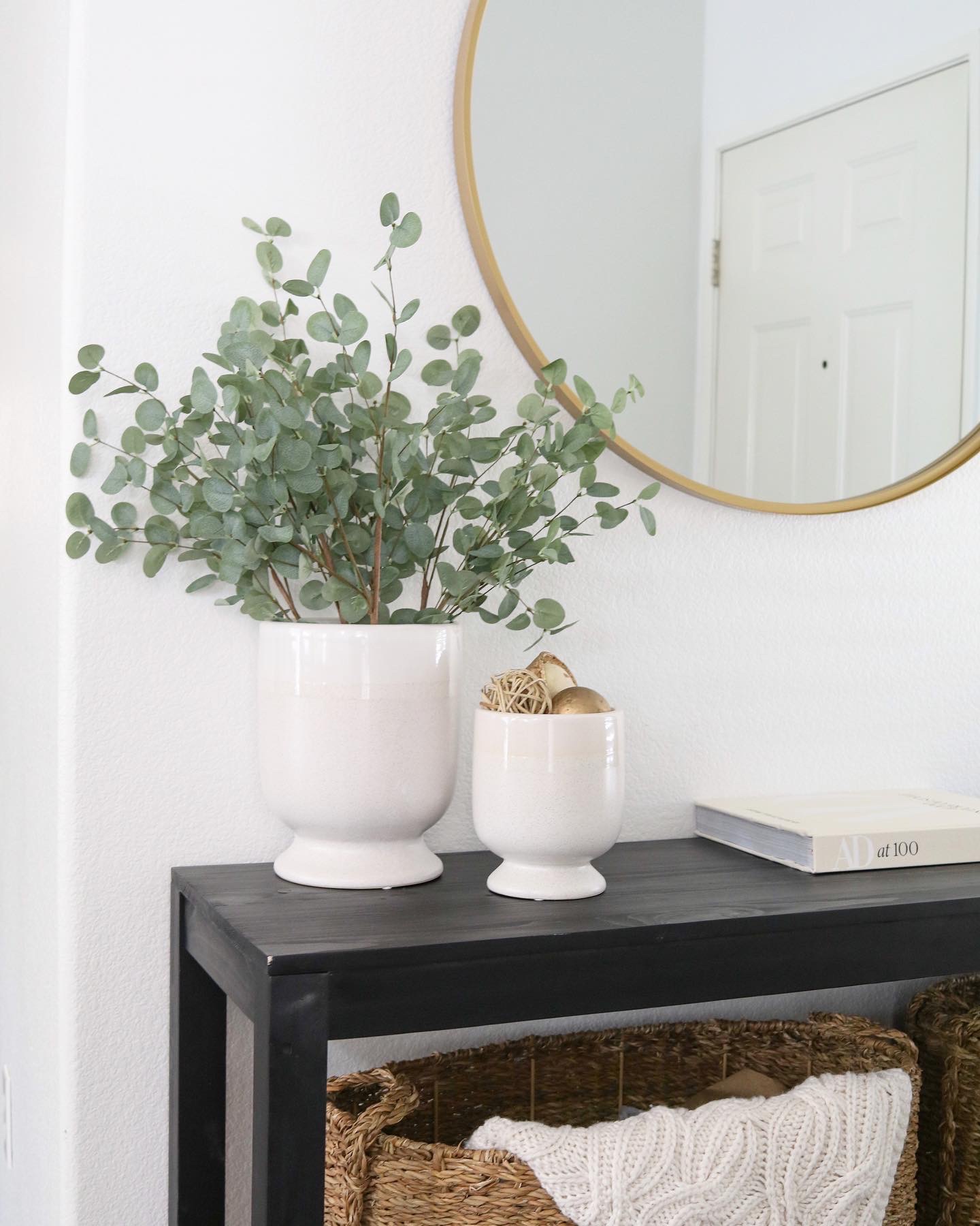 Affordable planters, how to style the console table, console table styling