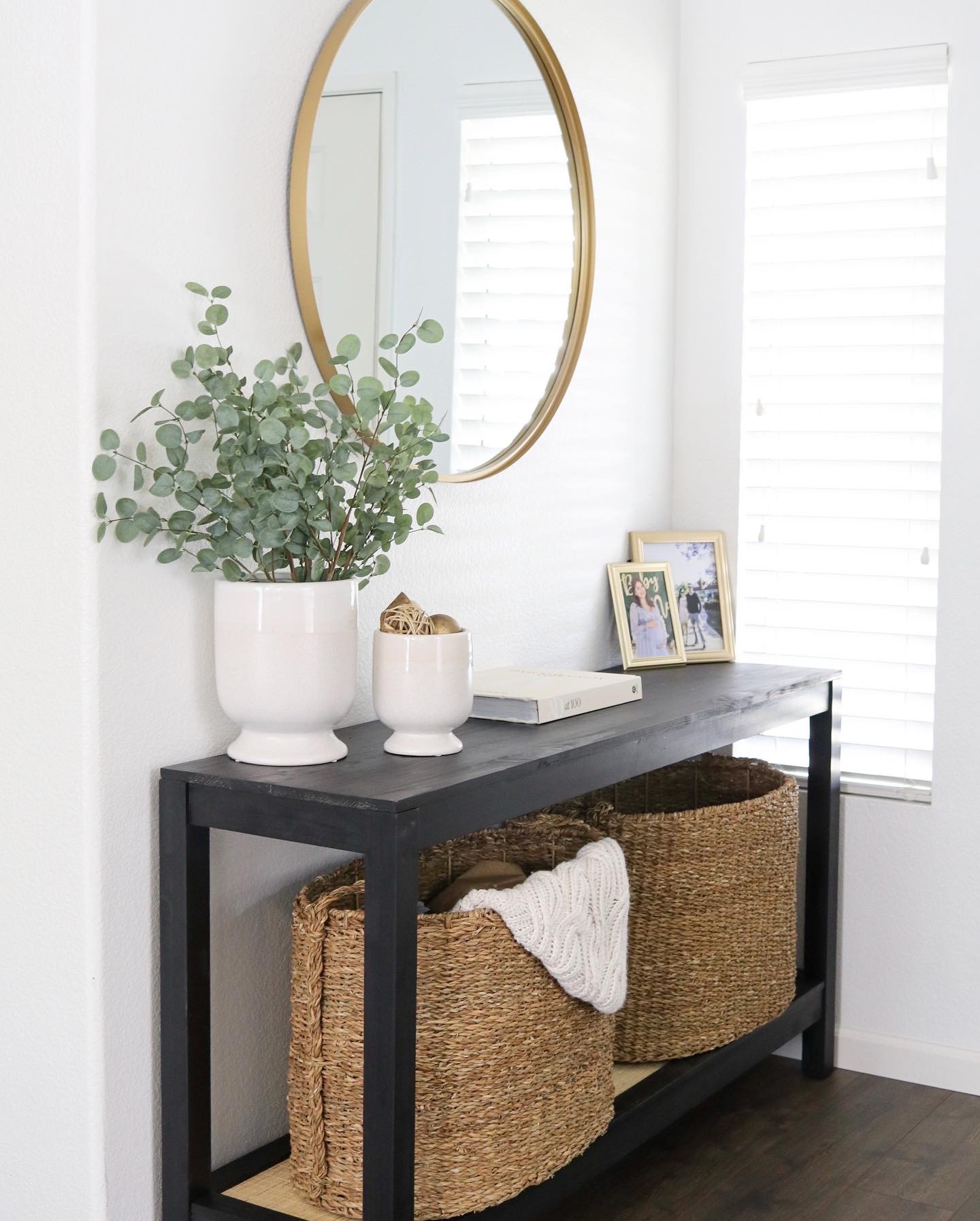 Target studio McGee console table, black console table styling, entryway decor