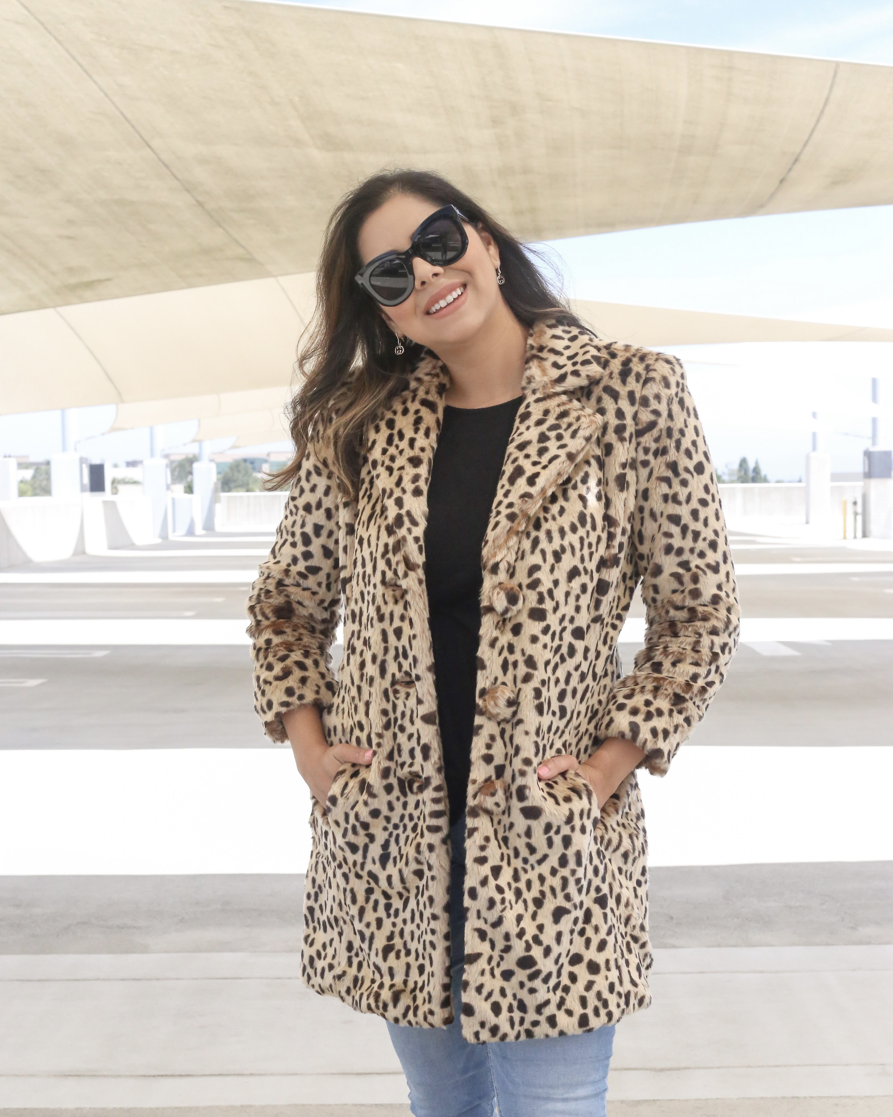 Faux Fur Coats for Fall, Leopard coat outfit idea