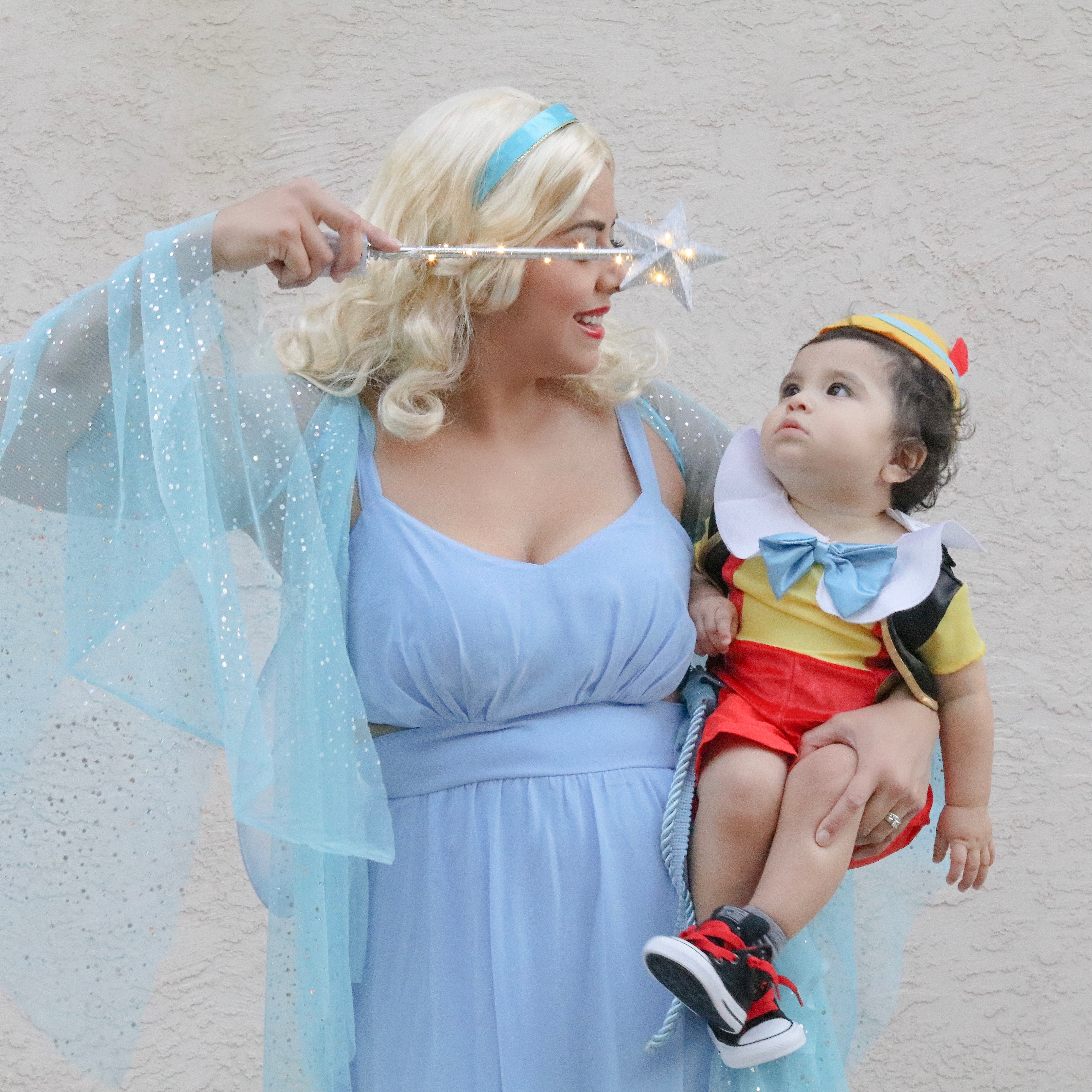 Blue Fairy and Pinocchio costumes, Mother and son halloween idea