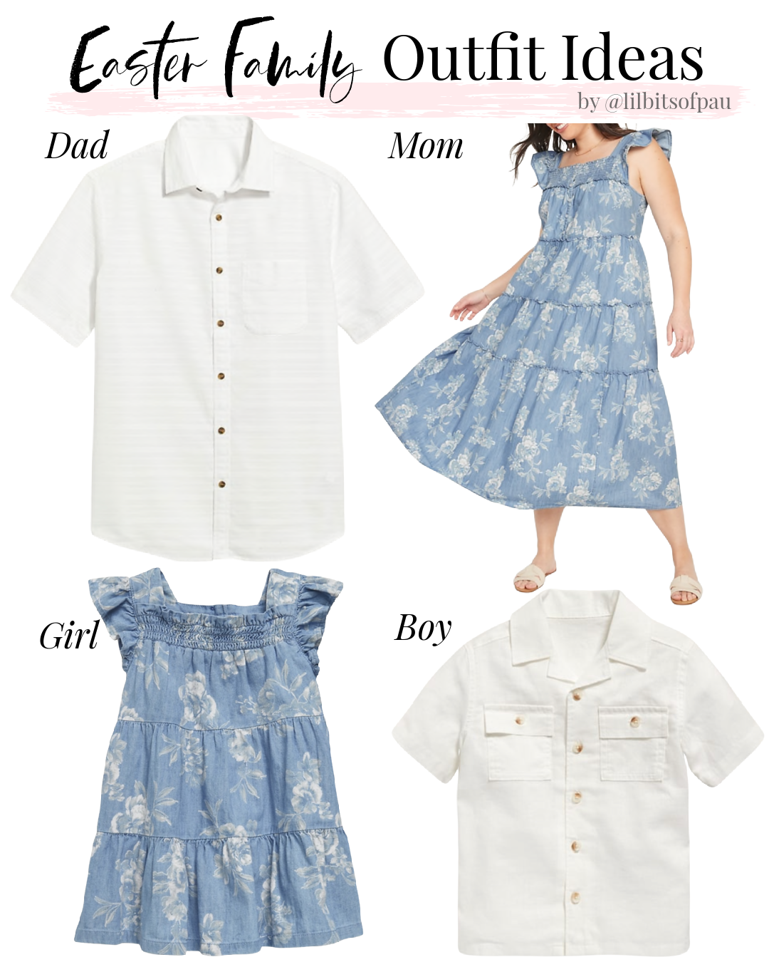 coordinating Easter outfits for the family, family easter outfits, Spring family outfits