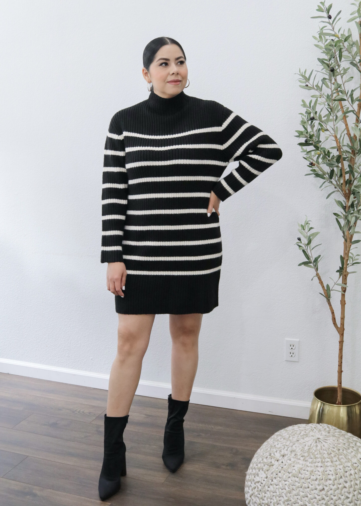 Winter Style: Sweater Dresses, winter style with sweater dresses, striped turtleneck dress
