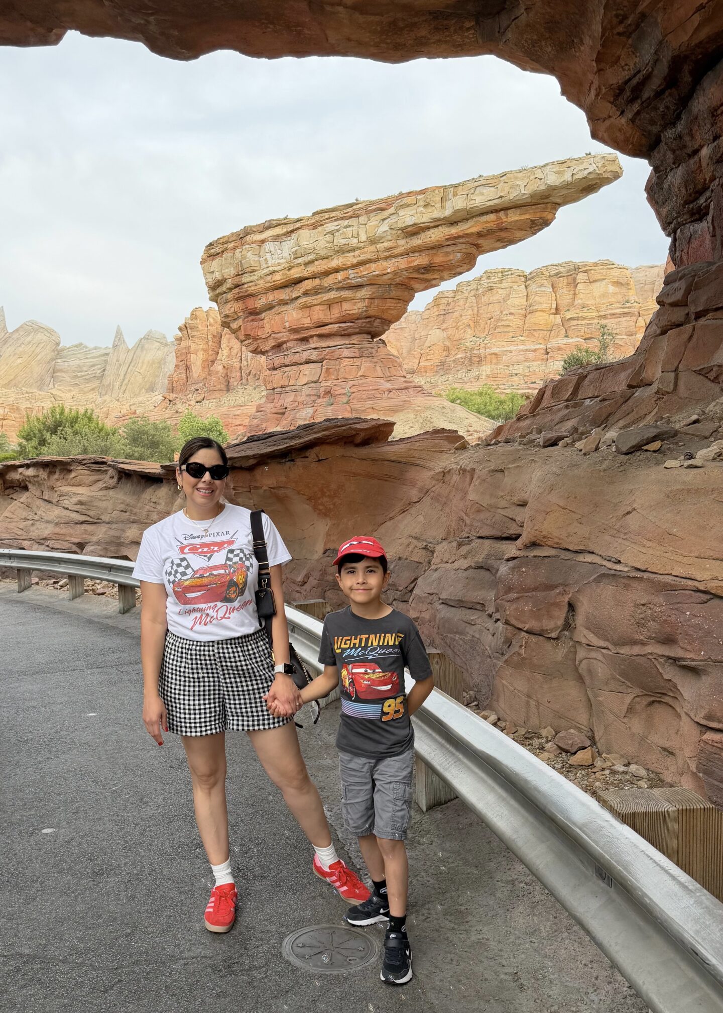 Mother and son coordinating Disneyland outfit, mother and son coordinating Cars Land outfits