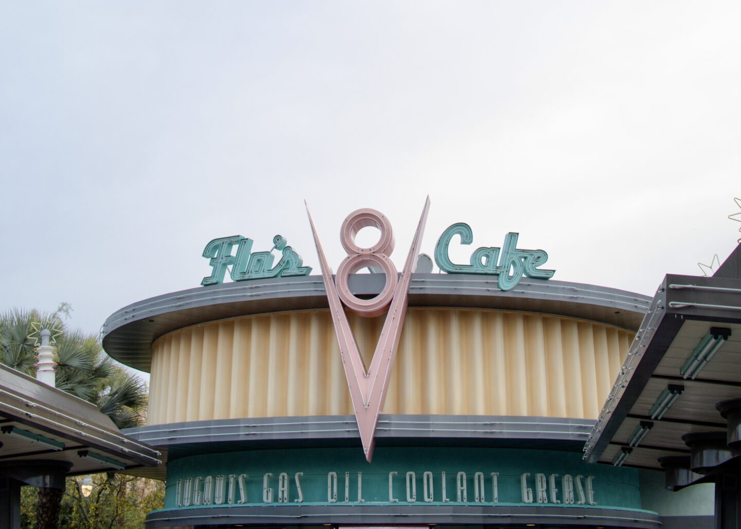flo's cafe at California Adventure Cars land sign
