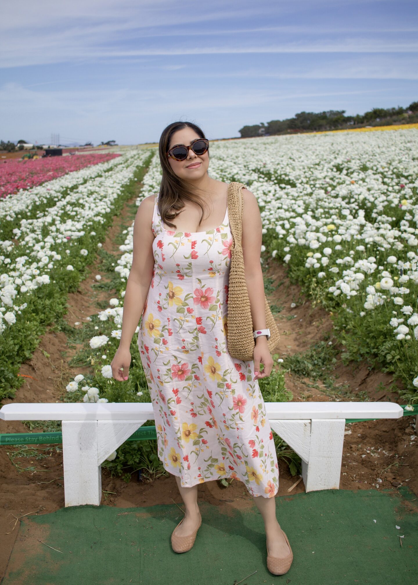 San Diego fashion blogger and content creator at the Carlsbad Flower Fields